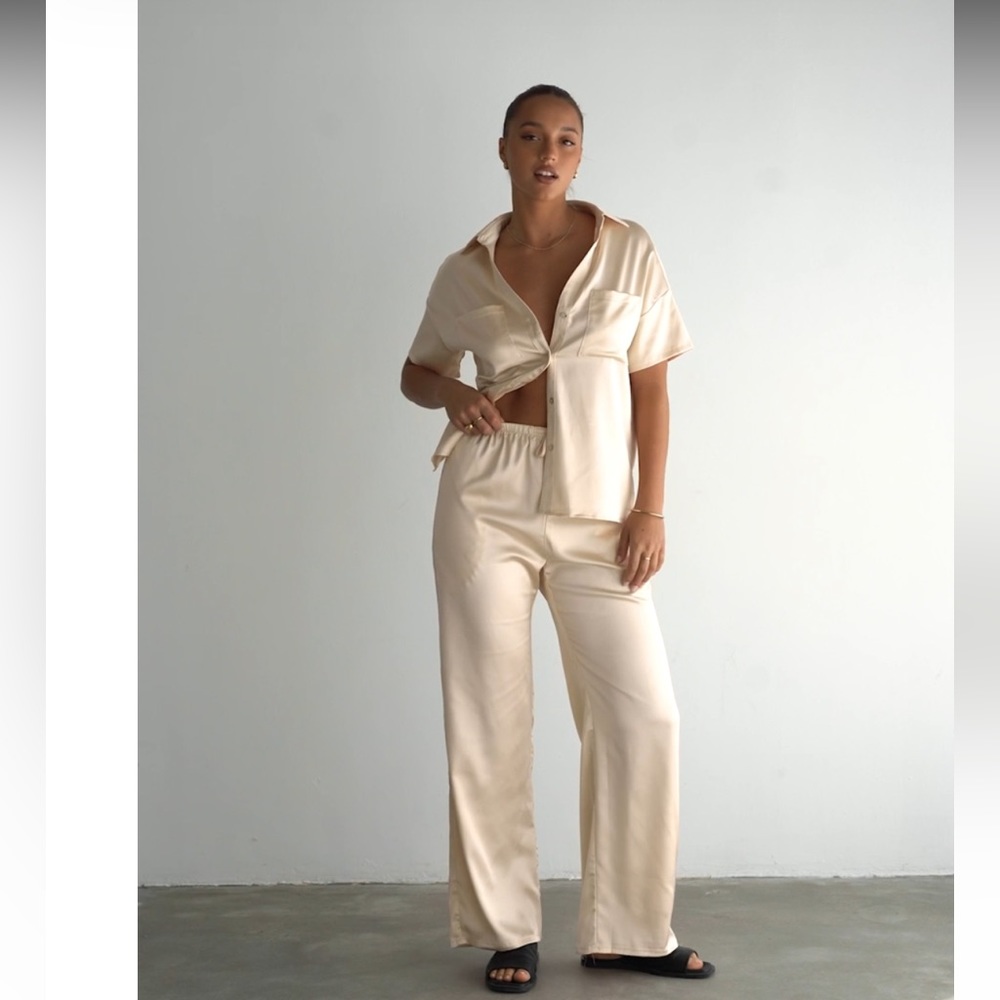 Satin effect pants